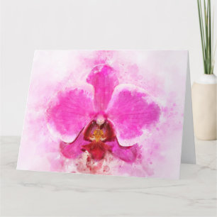 Orchidee bloem waterverf - roze wb 02 bedankkaart