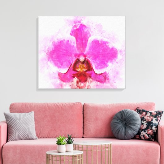 Orchidee bloem waterverf - roze wb 02 canvas afdruk (Insitu (Woonkamer))