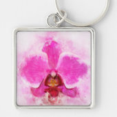 Orchidee bloem waterverf - roze wb 02 sleutelhanger (Voorkant)