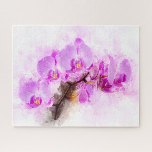 Orchidee bloem waterverf - roze wb 03 legpuzzel (Horizontaal)