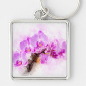 Orchidee bloem waterverf - roze wb 03 sleutelhanger (Voorkant)