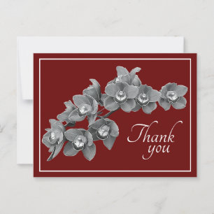 Orchidee Bloem Zwart & Wit Rood Achtergrond Dank J Briefkaart