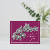 Orchidee Bloem Zwart/Wit Roze Achtergrond Bedankt Briefkaart (Staand voorkant)