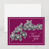 Orchidee Bloem Zwart/Wit Roze Achtergrond Bedankt Briefkaart (Voorkant / Achterkant)
