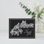Orchidee Bloem Zwart/Wit Zwart Achtergrond Bedankt Briefkaart (Staand voorkant)