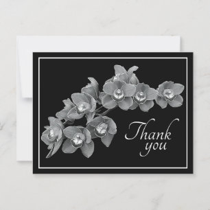 Orchidee Bloem Zwart/Wit Zwarte Achtergrond Dank J Briefkaart