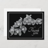 Orchidee Bloem Zwart/Wit Zwarte Achtergrond Dank J Briefkaart (Voorkant / Achterkant)