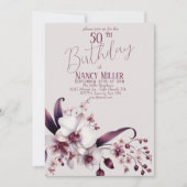 Orchidee Bloemen 50ste verjaardag uitnodiging (Voorkant)