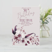 Orchidee Bloemen 50ste verjaardag uitnodiging (Staand voorkant)