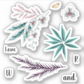 Orchidee bloemen, bladeren, bloesems, bladeren, li sticker (Voorkant)
