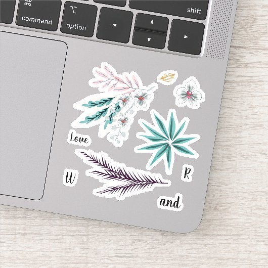 Orchidee bloemen, bladeren, bloesems, bladeren, li sticker (Detail)
