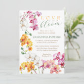 Orchidee Bloemen Bruids Uitnodiging (Staand voorkant)