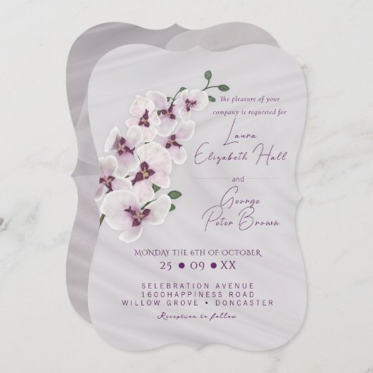Orchidee bloemen bruiloft uitnodiging Kaart (Voorkant / Achterkant)