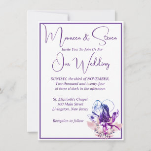 Orchidee Bloemen Elegante Witte Bruiloft Uitnodigi Kaart