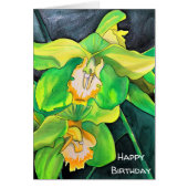 Orchidee bloemen groen en geel (Voorkant)