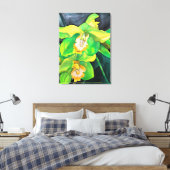 Orchidee bloemen groen en geel canvas afdruk (Insitu (Slaapkamer))