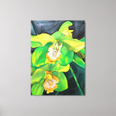 Orchidee bloemen groen en geel canvas afdruk (Voorkant)
