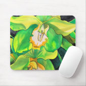 Orchidee bloemen groen en geel muismat (Met muis)