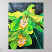 Orchidee bloemen groen en geel poster (Voorkant)