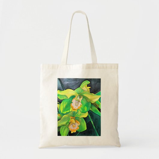 Orchidee bloemen groen en geel tote bag (Voorkant)