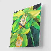 Orchidee bloemen groen en geel vierkante klok (Hoek)
