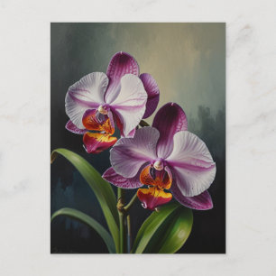 Orchidee bloemen olieverfschilderij briefkaart