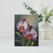 Orchidee bloemen olieverfschilderij briefkaart (Staand voorkant)