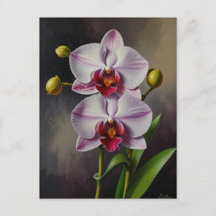 Orchidee bloemen olieverfschilderij briefkaart