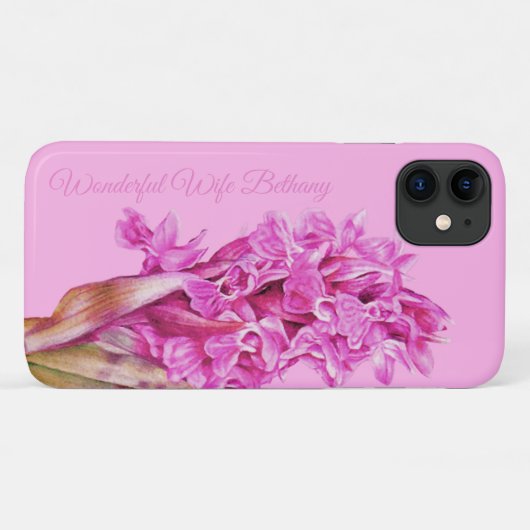 Orchidee bloemen roze waterverf kunst aangepast Case-Mate iPhone case (Achterkant (horizontaal))
