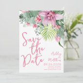 Orchidee Bloemen Tropische Huwelijk Save The Date (Staand voorkant)