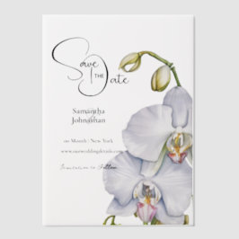 Orchidee bloemen witte bloemblaadjes save the date vellum uitnodigingen