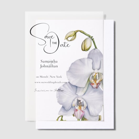 Orchidee bloemen witte bloemblaadjes save the date vellum uitnodigingen (Offset)