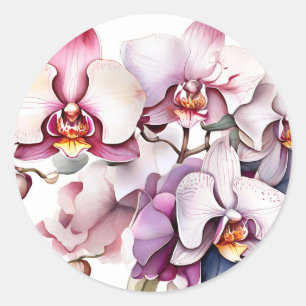 Orchidee bloemenzachte Waterverf Ronde Sticker