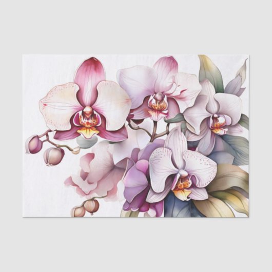 Orchidee bloemenzachte Waterverf Tissuepapier (Voorkant)