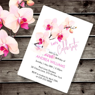 Orchidee Bloesem 60e Verjaardagsuitnodiging Kaart