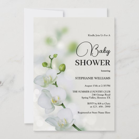 Orchidee Bloesem Baby Shower Kaart (Voorkant)