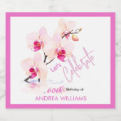 Orchidee Bloesem Bloesem 60ste verjaardag Sparkling Wijnetiket (Enkel label)
