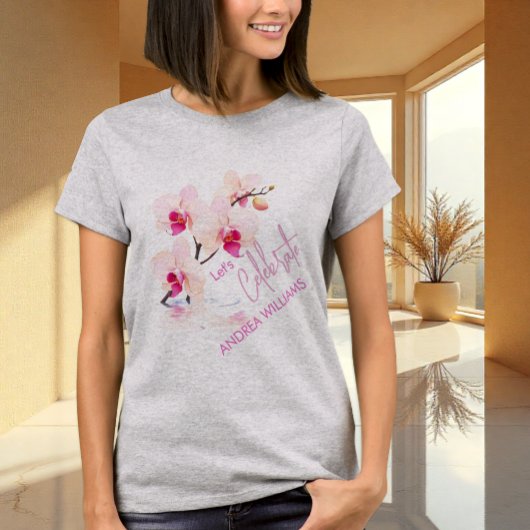 Orchidee Bloesem Bloesems 60ste Verjaardag Naam T- T-shirt