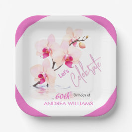 Orchidee Bloesem Bloesems 60ste Verjaardag Papier  Papieren Bordje
