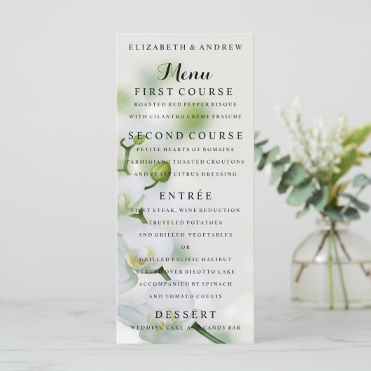 Orchidee Bloesem Blossoms Bruiloft Menu (Staand voorkant)