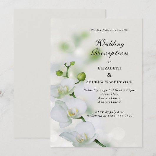 Orchidee bloesem bruiloft receptie kaart (Voorkant / Achterkant)