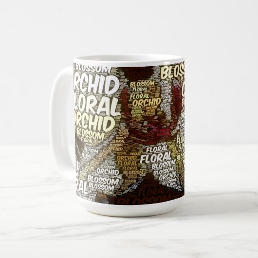 Orchidee bloesem typografie over Marsala Mok (Voorkant links)