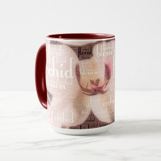 Orchidee bloesem typografie Word Cloud Mok (Voorkant links)