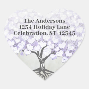 Orchidee Blush Lavendel Hartblad Boom Trouwzegel Hart Sticker