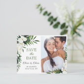 Orchidee Boheemse Bloemige Trouw Save The Date FOT Briefkaart (Staand voorkant)