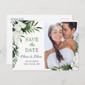 Orchidee Boheemse Bloemige Trouw Save The Date FOT Briefkaart (Voorkant / Achterkant)