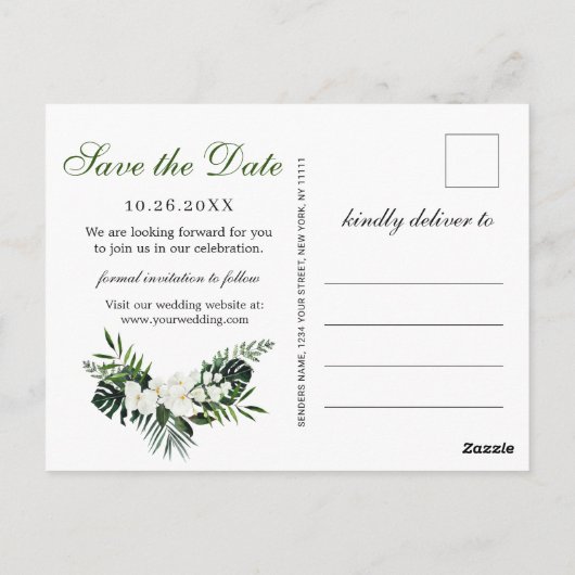 Orchidee Boheemse Bloemige Trouw Save The Date FOT Briefkaart (Achterkant)