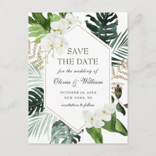 Orchidee Bohemian groen bruiloft Save the Date Briefkaart