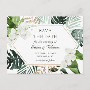 Orchidee Bohemian groen bruiloft Save the Date Briefkaart