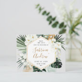 Orchidee Bohemian groen bruiloft Save the Date Briefkaart (Staand voorkant)